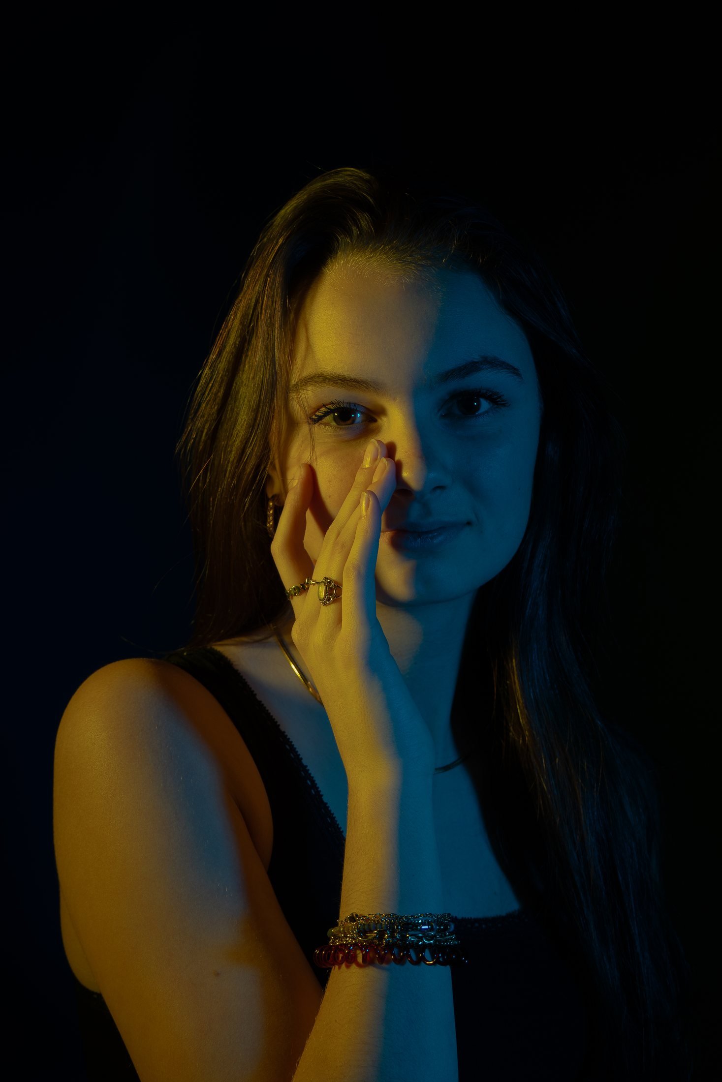 Portretten — Studioportret, blauw en geel